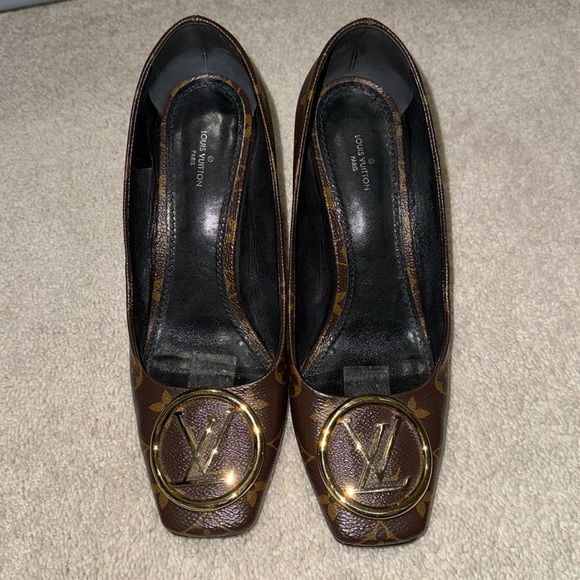 Louis Vuitton Brown Monogram Canvas Madeleine Block Heel Pumps Size 40 - Picture 1 of 6